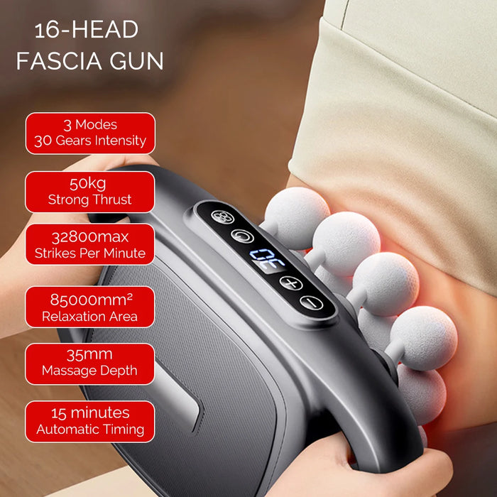 16-Head Fascia Gun High-Frequency Vibration Body Massage Gun Back and Waist Massager Neck Shoulder Massager Muscle masajeador