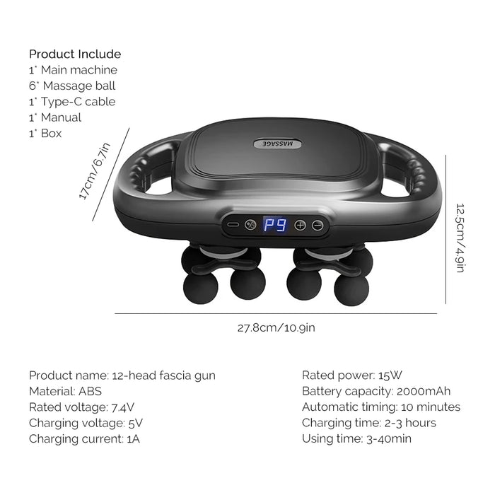 16-Head Fascia Gun High-Frequency Vibration Body Massage Gun Back and Waist Massager Neck Shoulder Massager Muscle masajeador