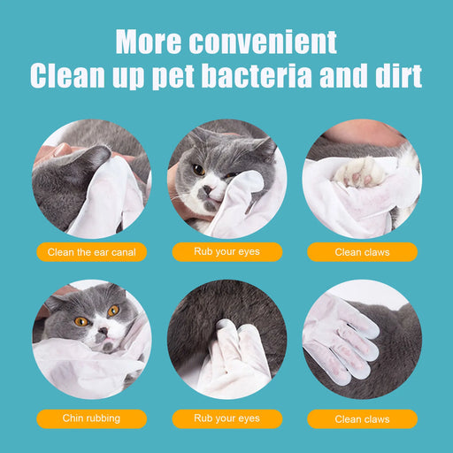 6Pcs/Pack Cat Dog Grooming Glove Pet Hair Deshedding Brush Comb Glove Disposable Pet Stain Remover Wipes Non-Woven Fabric Glove