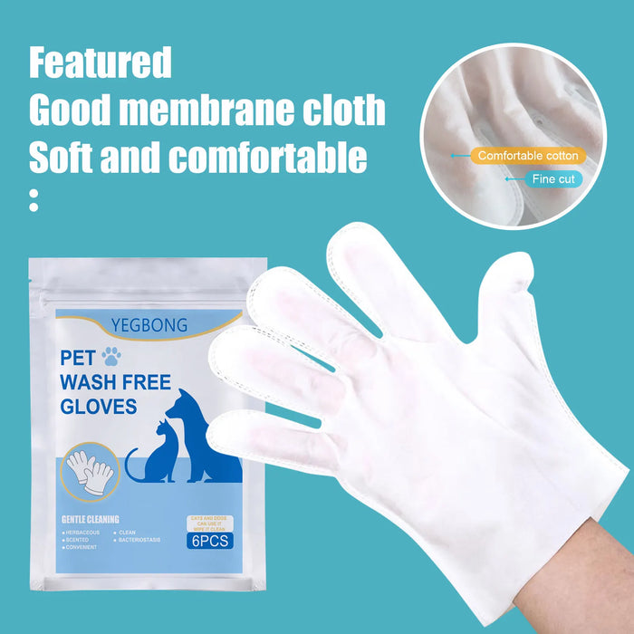 6Pcs/Pack Cat Dog Grooming Glove Pet Hair Deshedding Brush Comb Glove Disposable Pet Stain Remover Wipes Non-Woven Fabric Glove