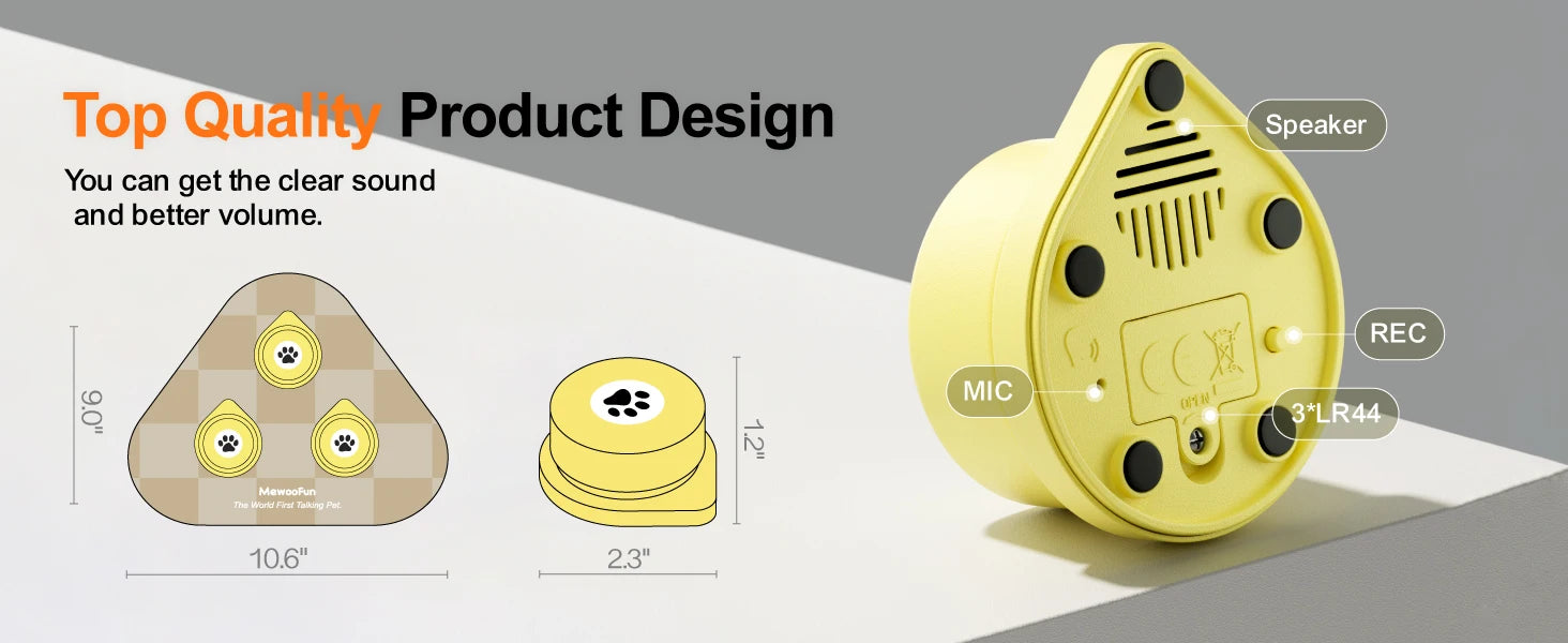 Mewoofun Dog Talking Button Set with Mat Communication Basic Get Started Kit Rechargeable Voice Recording Button 12 Packs