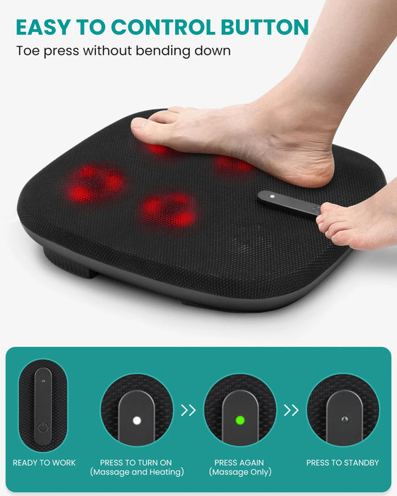 Nekteck Shiatsu Foot Massager with Heat, Electric Kneading Feet Massage Machine for Plantar Fasciitis, Built-in Infrared Heat