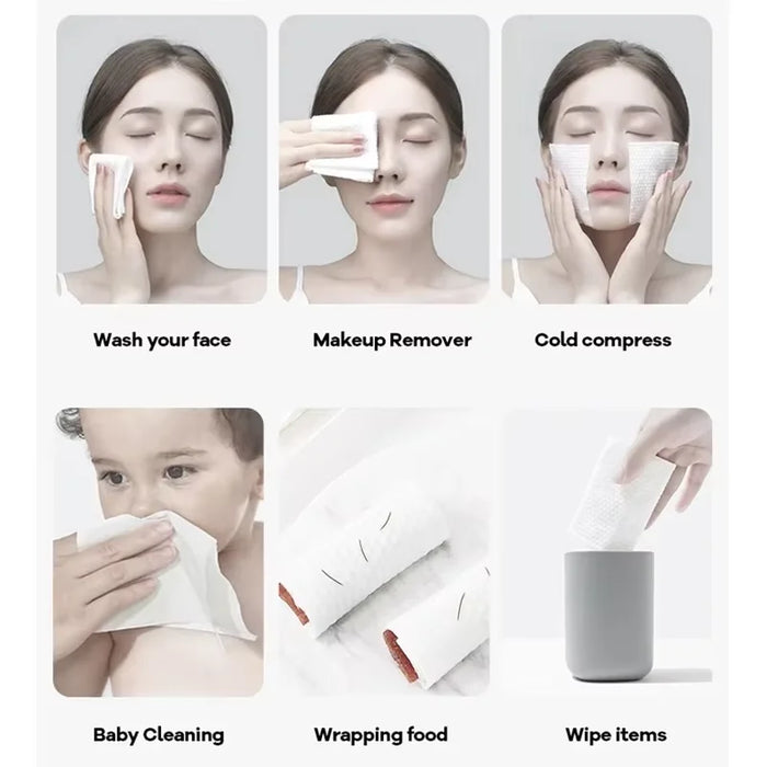 Reusable thickened face towel One pack of 100 pieces per pack Travel cleanser, wet and dry makeup remover, cotton soft fabric