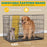 JHK Double Door Folding Metal Wire Dog Cage with Plastic Leak-Proof Pan Tray Extra Large Pet Kennel for Indoor Outdoor Travel
