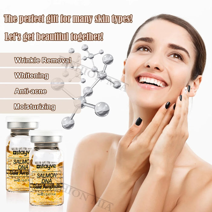 Stayve 8ml Salmon DNA Gold Ampoule Serum Kit Natural Brightening Whitening Moisturizing Rejuvenation Face Care Skin