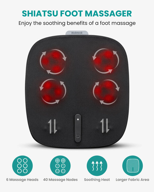 Nekteck Shiatsu Foot Massager with Heat, Electric Kneading Feet Massage Machine for Plantar Fasciitis, Built-in Infrared Heat