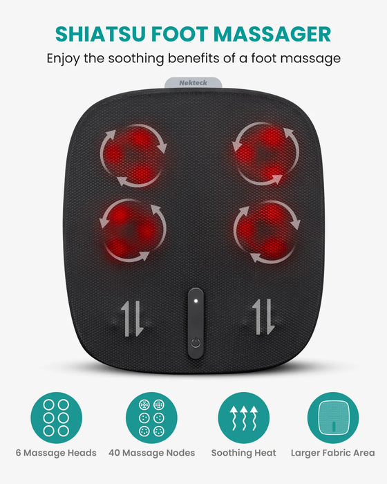 Nekteck Shiatsu Foot Massager with Heat, Electric Kneading Feet Massage Machine for Plantar Fasciitis, Built-in Infrared Heat