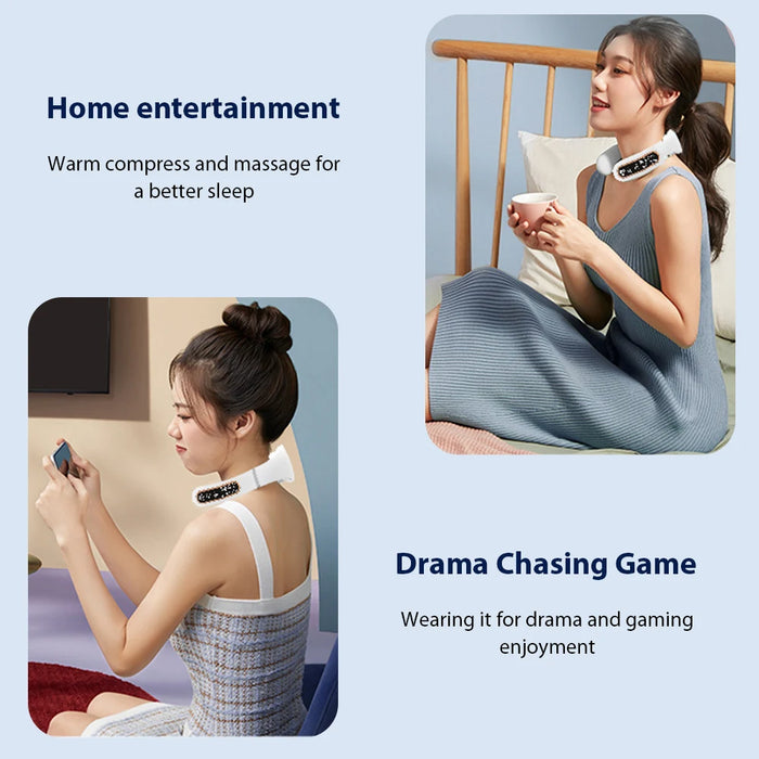 Cervical Spine Massager 15 Gears 6 Modes Cervical Therapy Massage Stimulator USB Charging Vibration Pulse 500mAh for Home Office