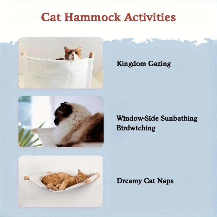 Cat Hammock Wall Mounted Cat Shelf With Two Steps - Cat Wall Shelves And Perches For Sleeping, Playing, Climbing, And Lounging -