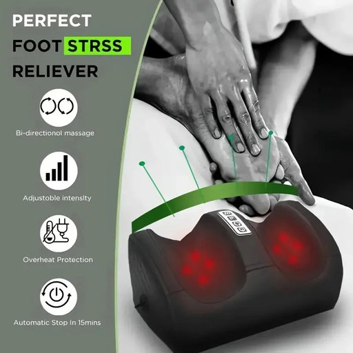 Electric Foot Massage Machine Shiatsu Kneading Rolling Vibration Tool Heating Therapy Calf Leg Reflexology Pain Relief Massager