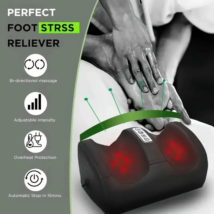 Electric Foot Massage Machine Shiatsu Kneading Rolling Vibration Tool Heating Therapy Calf Leg Reflexology Pain Relief Massager