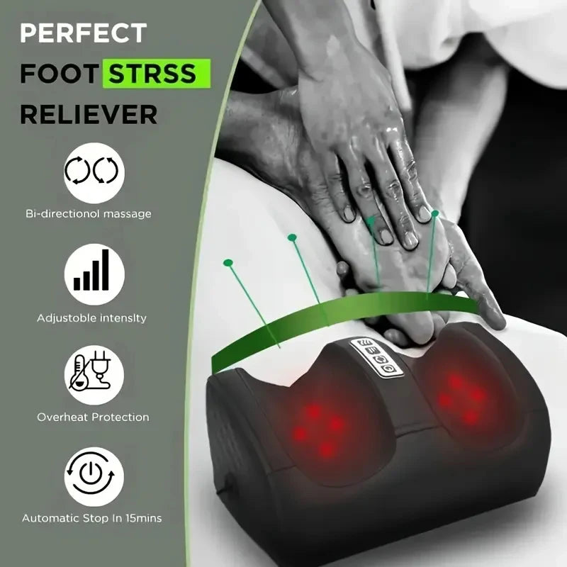 Electric Foot Massage Machine Shiatsu Kneading Rolling Vibration Tool Heating Therapy Calf Leg Reflexology Pain Relief Massager