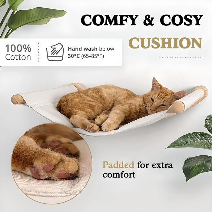 Cat Hammock Wall Mounted Cat Shelf With Two Steps - Cat Wall Shelves And Perches For Sleeping, Playing, Climbing, And Lounging -