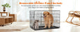 JHK Double Door Folding Metal Wire Dog Cage with Plastic Leak-Proof Pan Tray Extra Large Pet Kennel for Indoor Outdoor Travel