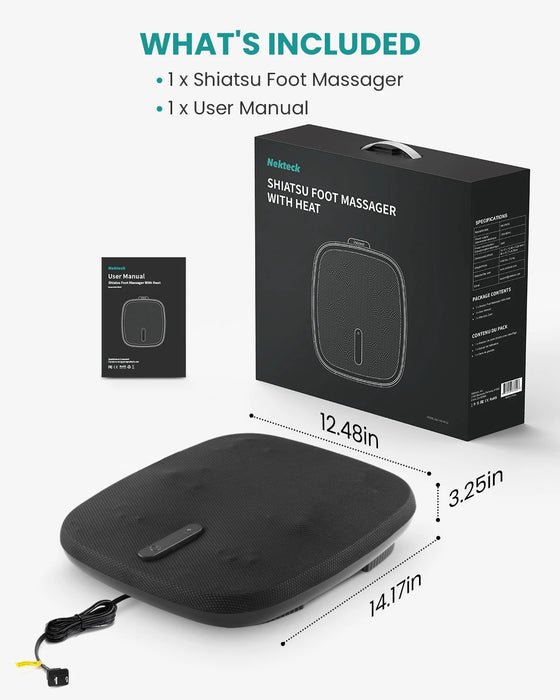 Nekteck Shiatsu Foot Massager with Heat, Electric Kneading Feet Massage Machine for Plantar Fasciitis, Built-in Infrared Heat